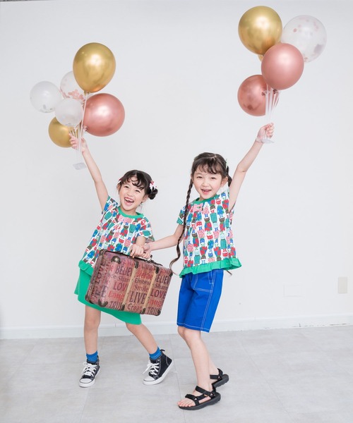 RAGMART(ラグマート)の「アートプリントフレンチスリーブワンピース(ワンピース・キッズ・グリーン/イエロー・120cm/100cm/110cm/130cm)」の11枚目の写真