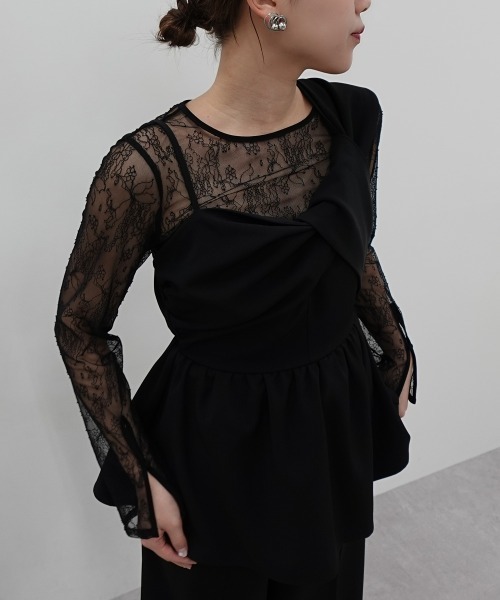 Jolie et Jolie（ジョリーエジョリー）の「袖スリットシアートップス（Tシャツ/カットソー・レディース・ブラック系3/ブラック系2/ブラック系1・L/M）」の2枚目の写真