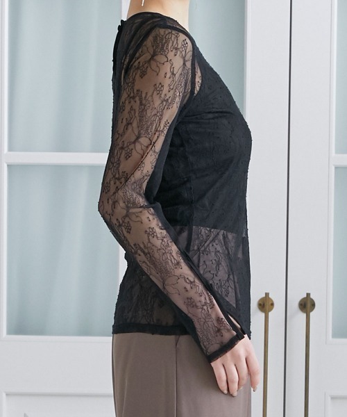 Jolie et Jolie（ジョリーエジョリー）の「袖スリットシアートップス（Tシャツ/カットソー・レディース・ブラック系3/ブラック系2/ブラック系1・L/M）」の14枚目の写真