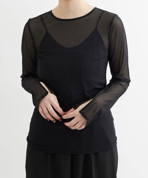 Jolie et Jolie（ジョリーエジョリー）の「袖スリットシアートップス（Tシャツ/カットソー・レディース・ブラック系3/ブラック系2/ブラック系1・L/M）」の17枚目の写真