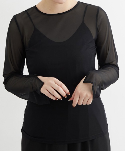 Jolie et Jolie（ジョリーエジョリー）の「袖スリットシアートップス（Tシャツ/カットソー・レディース・ブラック系3/ブラック系2/ブラック系1・L/M）」の18枚目の写真