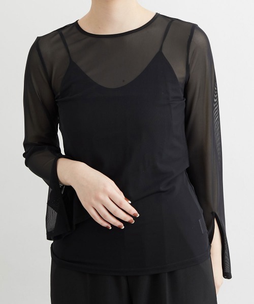Jolie et Jolie（ジョリーエジョリー）の「袖スリットシアートップス（Tシャツ/カットソー・レディース・ブラック系3/ブラック系2/ブラック系1・L/M）」の19枚目の写真