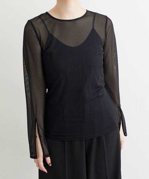 Jolie et Jolie（ジョリーエジョリー）の「袖スリットシアートップス（Tシャツ/カットソー・レディース・ブラック系3/ブラック系2/ブラック系1・L/M）」の20枚目の写真