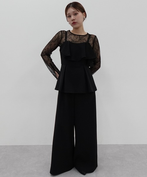 Jolie et Jolie（ジョリーエジョリー）の「袖スリットシアートップス（Tシャツ/カットソー・レディース・ブラック系3/ブラック系2/ブラック系1・L/M）」の4枚目の写真