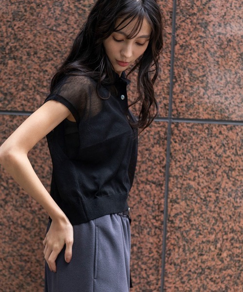 Munich(ミューニック)の「【吸湿性】【通気性】【抗菌性】シアーニットポロプルオーバー(ニット/セーター・レディース・ブルー/ブラック/レッド/ホワイト・FREE)」の7枚目の写真