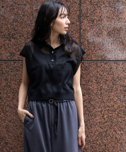 Munich(ミューニック)の「【吸湿性】【通気性】【抗菌性】シアーニットポロプルオーバー(ニット/セーター・レディース・ブルー/ブラック/レッド/ホワイト・FREE)」の8枚目の写真