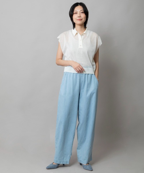 Munich(ミューニック)の「【吸湿性】【通気性】【抗菌性】シアーニットポロプルオーバー(ニット/セーター・レディース・ブルー/ブラック/レッド/ホワイト・FREE)」の9枚目の写真