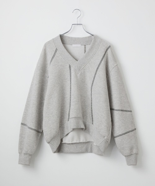 ILLMAZE】Design stitch V-necked sweatshirt / デザインステッチ V