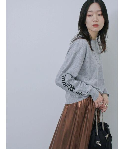 Samansa Mos2 blue（サマンサモスモスブルー）の「◎袖ロゴニットプルオーバー（ニット/セーター・レディース・グレー/グリーン/キナリ・F）」の12枚目の写真