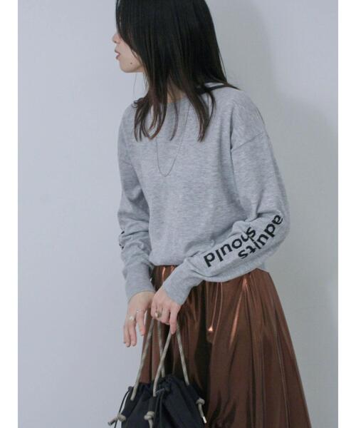 Samansa Mos2 blue（サマンサモスモスブルー）の「◎袖ロゴニットプルオーバー（ニット/セーター・レディース・グレー/グリーン/キナリ・F）」の11枚目の写真