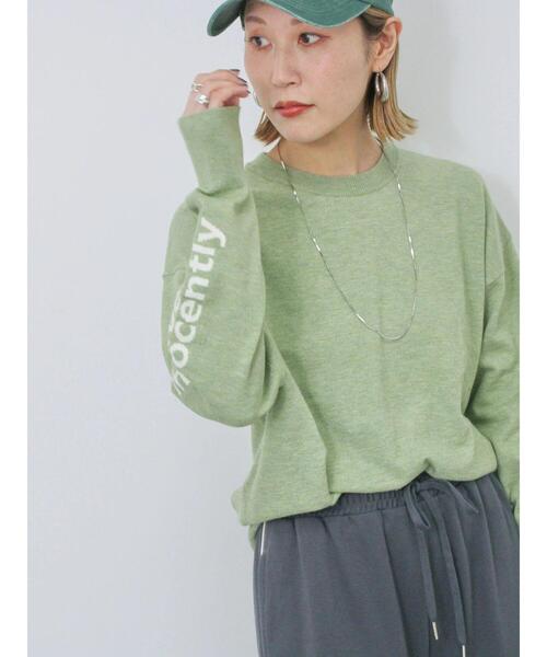 Samansa Mos2 blue（サマンサモスモスブルー）の「◎袖ロゴニットプルオーバー（ニット/セーター・レディース・グレー/グリーン/キナリ・F）」の17枚目の写真