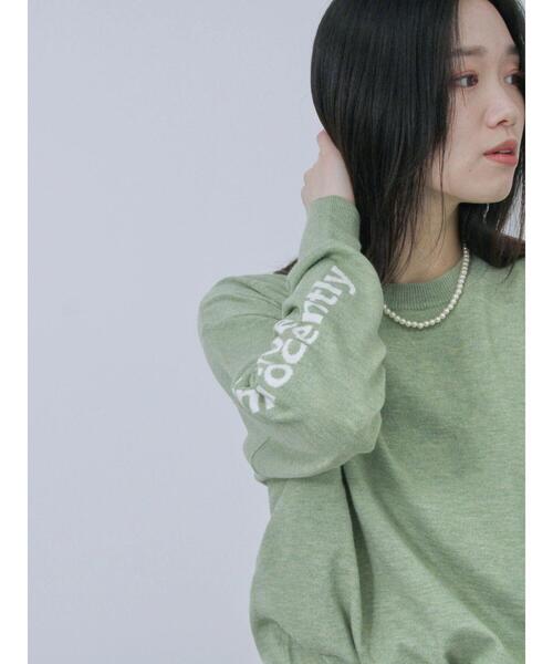 Samansa Mos2 blue（サマンサモスモスブルー）の「◎袖ロゴニットプルオーバー（ニット/セーター・レディース・グレー/グリーン/キナリ・F）」の14枚目の写真