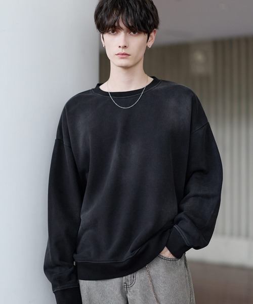 ASTRONOMY(アストロノミー)の「ピグメント加工ヘビーウェイトクルースウェット(スウェット・メンズ・ブラック系/ブラック系3/ブラック系2/グレー系/ワイン系/ワイン/ブラック/アイボリー/ブラック系4/杢グレー/ブラック系1・S/M/L/XL)」の2枚目の写真