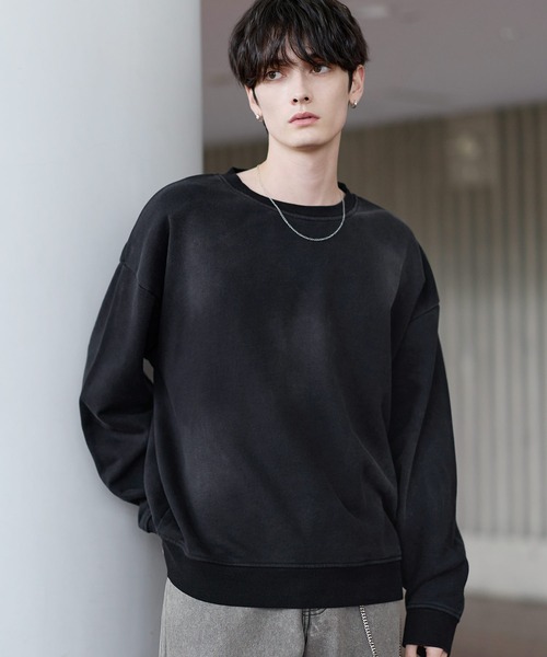 ASTRONOMY(アストロノミー)の「ピグメント加工ヘビーウェイトクルースウェット(スウェット・メンズ・ブラック系/ブラック系3/ブラック系2/グレー系/ワイン系/ワイン/ブラック/アイボリー/ブラック系4/杢グレー/ブラック系1・S/M/L/XL)」の12枚目の写真
