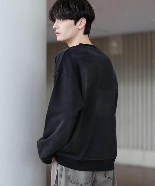 ASTRONOMY(アストロノミー)の「ピグメント加工ヘビーウェイトクルースウェット(スウェット・メンズ・ブラック系/ブラック系3/ブラック系2/グレー系/ワイン系/ワイン/ブラック/アイボリー/ブラック系4/杢グレー/ブラック系1・S/M/L/XL)」の13枚目の写真