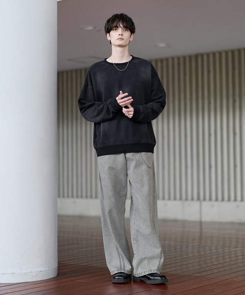 ASTRONOMY(アストロノミー)の「ピグメント加工ヘビーウェイトクルースウェット(スウェット・メンズ・ブラック系/ブラック系3/ブラック系2/グレー系/ワイン系/ワイン/ブラック/アイボリー/ブラック系4/杢グレー/ブラック系1・S/M/L/XL)」の17枚目の写真