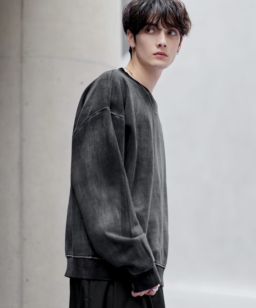 ASTRONOMY(アストロノミー)の「ピグメント加工ヘビーウェイトクルースウェット(スウェット・メンズ・ブラック系/ブラック系3/ブラック系2/グレー系/ワイン系/ワイン/ブラック/アイボリー/ブラック系4/杢グレー/ブラック系1・S/M/L/XL)」の22枚目の写真