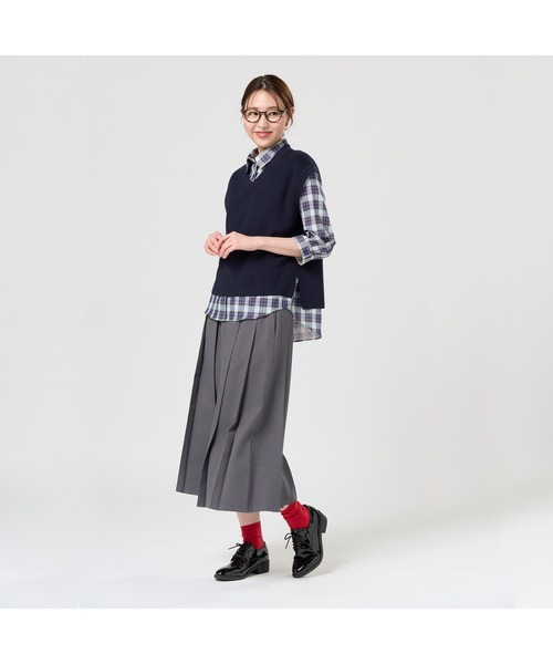 TOKYO SHIRTS（トウキョウシャツ）の「畔編みVネック レディースニットベスト（ベスト・レディース・ネイビー/グレー/オフホワイト・LL/M/L）」の16枚目の写真