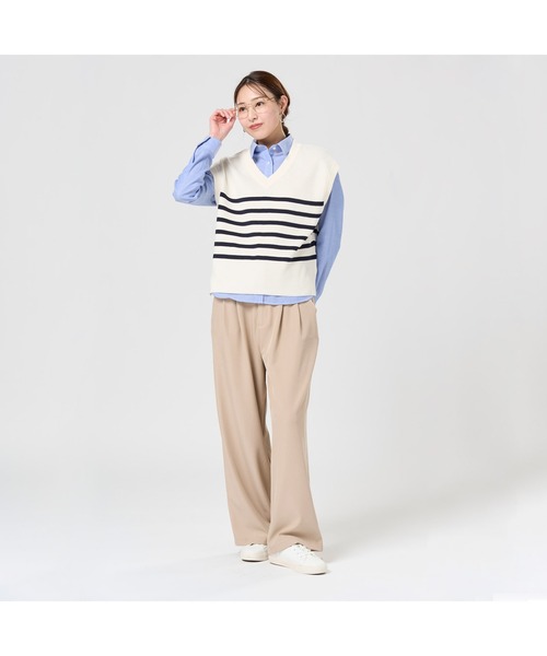 TOKYO SHIRTS（トウキョウシャツ）の「畔編みVネック レディースニットベスト（ベスト・レディース・ネイビー/グレー/オフホワイト・LL/M/L）」の22枚目の写真