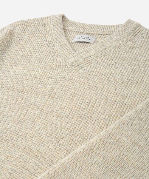 Saturdays NYC（サタデーズ ニューヨークシティ ）の「Charles V-neck Sweater（ニット/セーター・メンズ・ブラック/オフホワイト・L/M/S）」の8枚目の写真