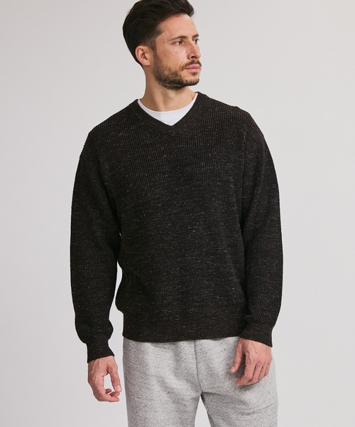 Saturdays NYC（サタデーズ ニューヨークシティ ）の「Charles V-neck Sweater（ニット/セーター・メンズ・ブラック/オフホワイト・L/M/S）」の2枚目の写真