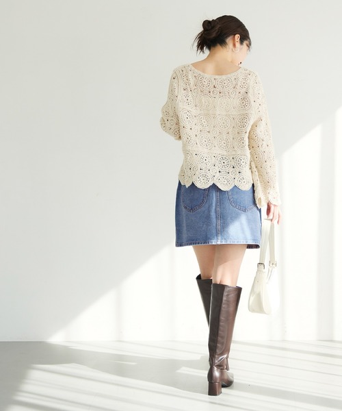 coca(coca)(コカ)の「ボタンデニムミニスカート(デニムスカート・レディース・ブルー・L/S/M)」の2枚目の写真