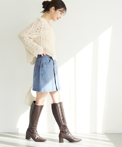 coca(coca)(コカ)の「ボタンデニムミニスカート(デニムスカート・レディース・ブルー・L/S/M)」の4枚目の写真