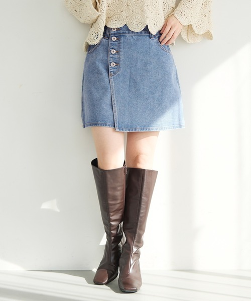 coca(coca)(コカ)の「ボタンデニムミニスカート(デニムスカート・レディース・ブルー・L/S/M)」の5枚目の写真