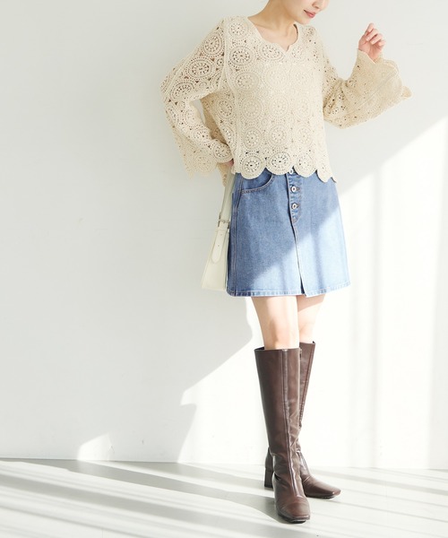 coca(coca)(コカ)の「ボタンデニムミニスカート(デニムスカート・レディース・ブルー・L/S/M)」の6枚目の写真