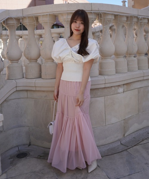 SELFIST（セルフィスト）の「【ar掲載】2WAYニットドッキングバルーンブラウス　春服 　夏服　オフショル Vネック ノースリーブ 無地（ニット/セーター・レディース・グリーン/ベージュ/ブラック/オフホワイト・フリー）」の15枚目の写真