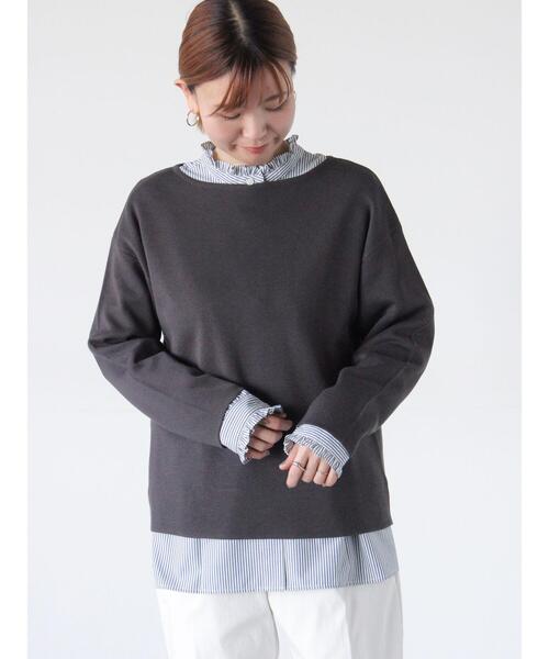 Lugnoncure（ルノンキュール）の「ミラノリブボートネックニット（ニット/セーター・レディース・ミント/サックスブルー/チャコールグレー/イエロー・F）」の2枚目の写真