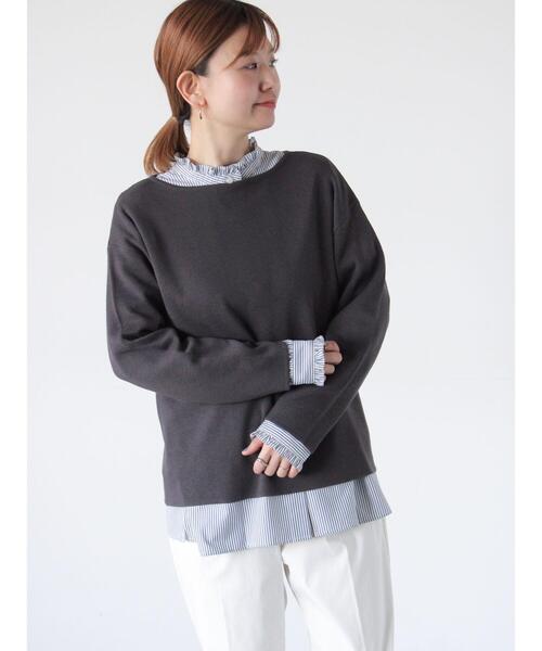 Lugnoncure（ルノンキュール）の「ミラノリブボートネックニット（ニット/セーター・レディース・ミント/サックスブルー/チャコールグレー/イエロー・F）」の16枚目の写真