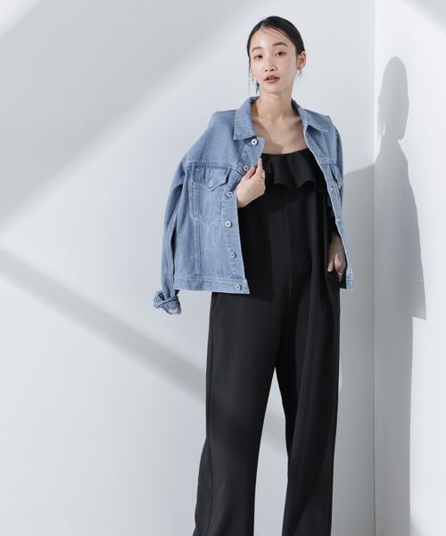 NANO universe（ナノユニバース）の「2wayオフショルダーフリルオールインワン（つなぎ/オールインワン・レディース・ブルー/ブラック/ベージュ・FREE）」の8枚目の写真