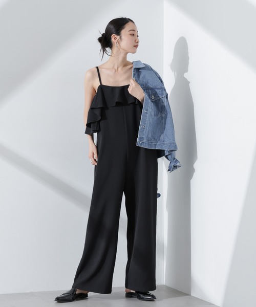 NANO universe（ナノユニバース）の「2wayオフショルダーフリルオールインワン（つなぎ/オールインワン・レディース・ブルー/ブラック/ベージュ・FREE）」の9枚目の写真