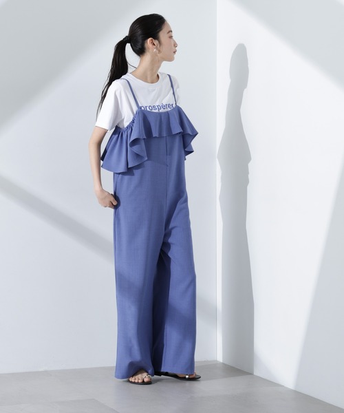セール】2wayオフショルダーフリルオールインワン（つなぎ