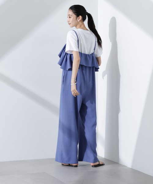 NANO universe（ナノユニバース）の「2wayオフショルダーフリルオールインワン（つなぎ/オールインワン・レディース・ブルー/ブラック/ベージュ・FREE）」の14枚目の写真