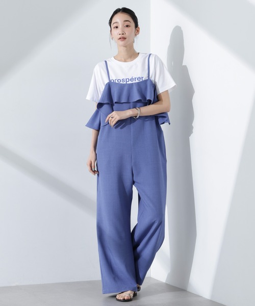 NANO universe（ナノユニバース）の「2wayオフショルダーフリルオールインワン（つなぎ/オールインワン・レディース・ブルー/ブラック/ベージュ・FREE）」の16枚目の写真