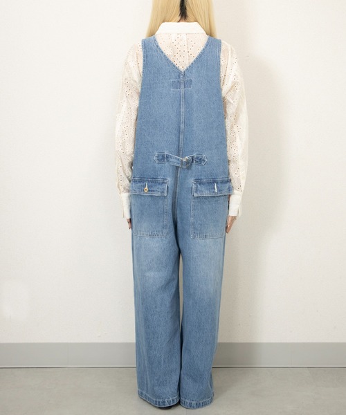 サロペット・オーバーオール・オールインワン argue OVERSIZED LADY OVERALL DENIM セール】WIDE TAPERED OVERALL（サロペット/オーバーオール）｜X