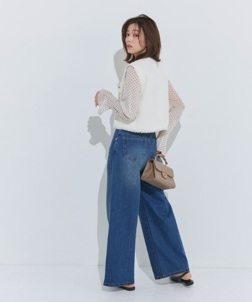 Pierrot（ピエロ）の「ゴールドボタンフリンジツイードベスト（ベスト・レディース・ブラック/アイボリー・M/L）」の16枚目の写真