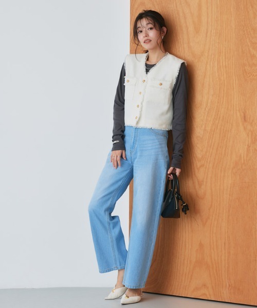 Pierrot（ピエロ）の「ゴールドボタンフリンジツイードベスト（ベスト・レディース・ブラック/アイボリー・M/L）」の18枚目の写真