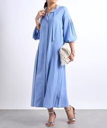 un dix cors | 《デコルテスッキリ見え》タイデザインシャツワンピース(シャツワンピース)