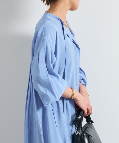 un dix cors（アンディコール）の「《デコルテスッキリ見え》タイデザインシャツワンピース（シャツワンピース・レディース・ブラック/ブルー/ベージュ・FREE/S）」の10枚目の写真