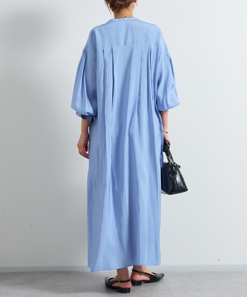 un dix cors（アンディコール）の「《デコルテスッキリ見え》タイデザインシャツワンピース（シャツワンピース・レディース・ブラック/ブルー/ベージュ・FREE/S）」の5枚目の写真