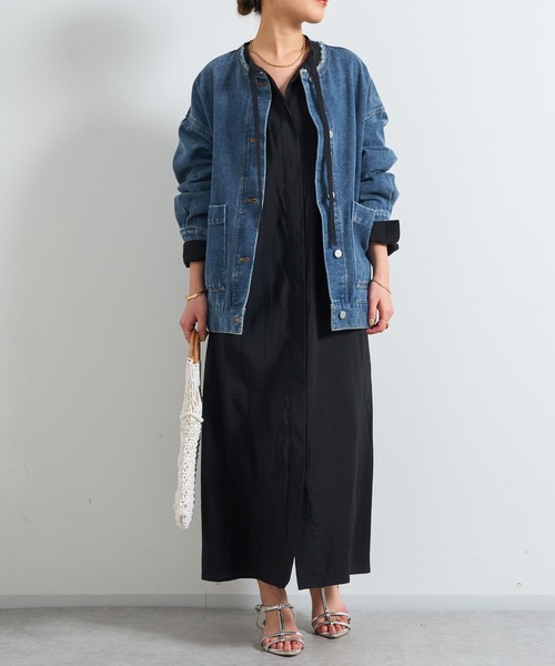 un dix cors（アンディコール）の「《デコルテスッキリ見え》タイデザインシャツワンピース（シャツワンピース・レディース・ブラック/ブルー/ベージュ・FREE/S）」の21枚目の写真