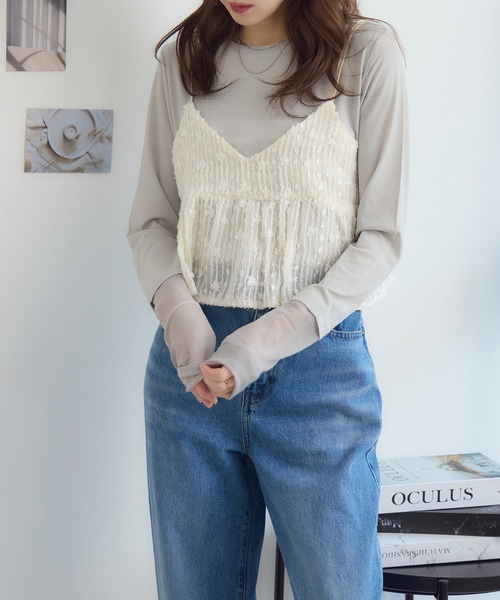 RU.TI.LE(ルチル)の「【RU.TI.LE】エンブロイダリービスチェ(キャミソール・レディース・ホワイト/ブラック・MEDIUM)」の9枚目の写真