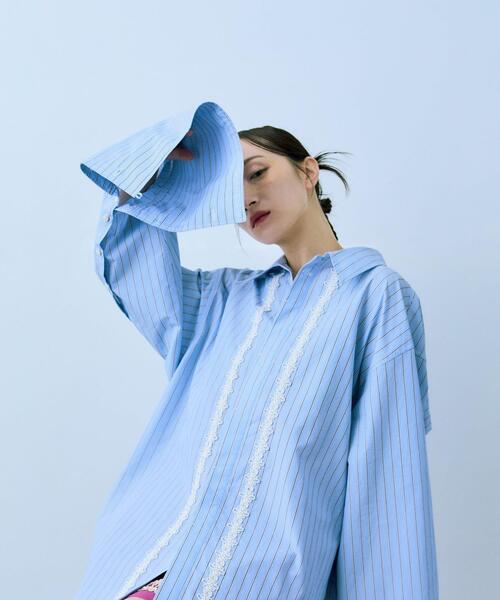 THE GOODLAND MARKET（ザグッドランドマーケット）の「cwtch　MULTIWAY WIDE SHIRTS（シャツ/ブラウス・レディース・ライトブルー/ホワイト・FREE）」の8枚目の写真