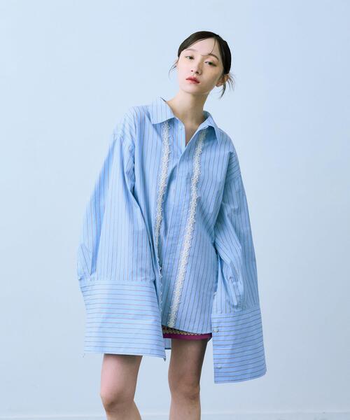 THE GOODLAND MARKET（ザグッドランドマーケット）の「cwtch　MULTIWAY WIDE SHIRTS（シャツ/ブラウス・レディース・ライトブルー/ホワイト・FREE）」の9枚目の写真