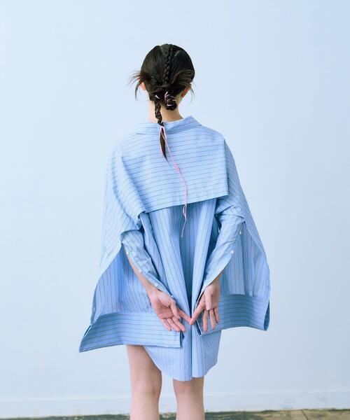 THE GOODLAND MARKET（ザグッドランドマーケット）の「cwtch　MULTIWAY WIDE SHIRTS（シャツ/ブラウス・レディース・ライトブルー/ホワイト・FREE）」の10枚目の写真