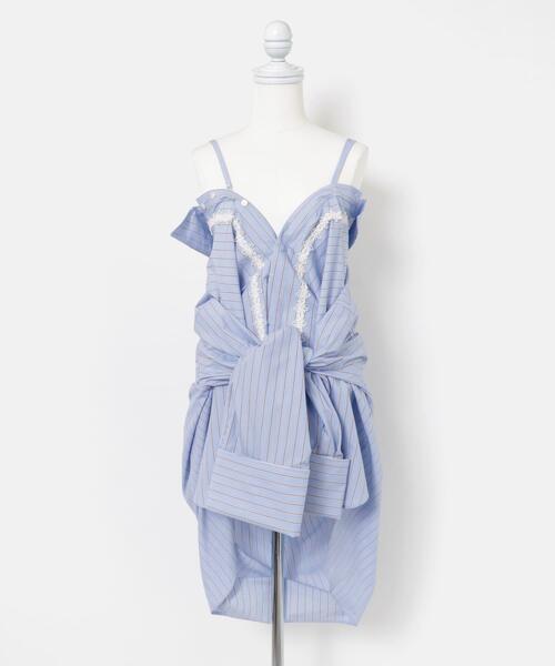 THE GOODLAND MARKET（ザグッドランドマーケット）の「cwtch　MULTIWAY WIDE SHIRTS（シャツ/ブラウス・レディース・ライトブルー/ホワイト・FREE）」の4枚目の写真