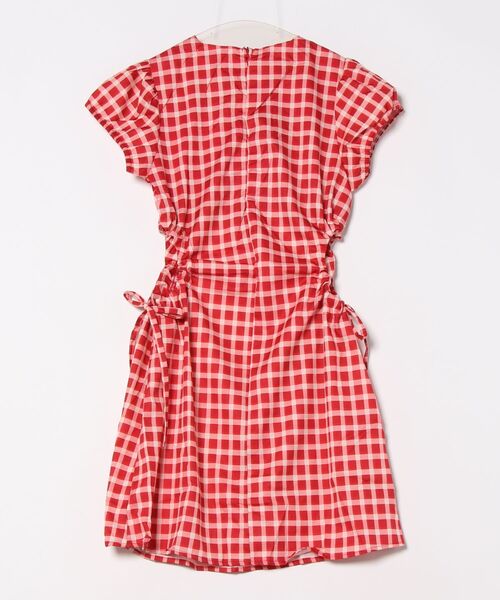 Mayree（メイリー）の「【Mayree】チェック柄 チャイナ風リボン  ウエストカット ミニワンピ（ワンピース・レディース・レッド・SMALL/MEDIUM/LARGE）」の2枚目の写真
